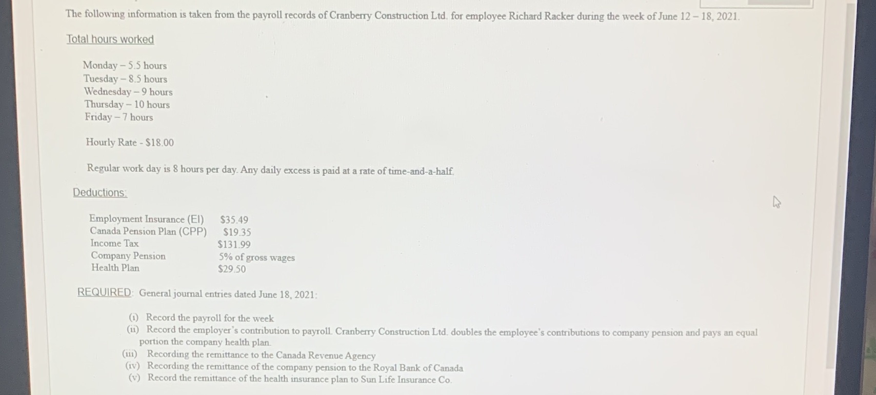 how do i journalize this information into a