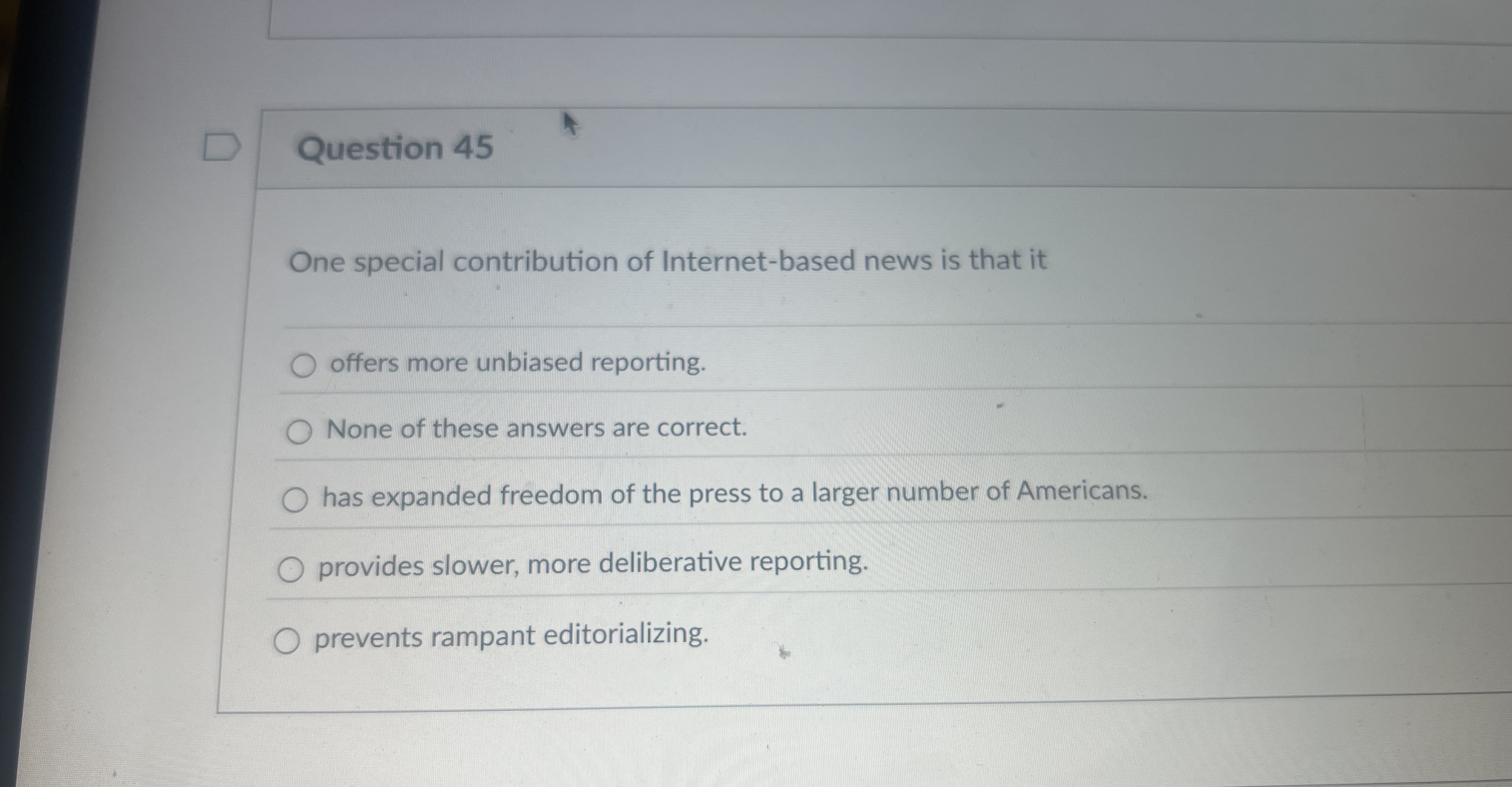 Question 4 5 One special contribution of Internet