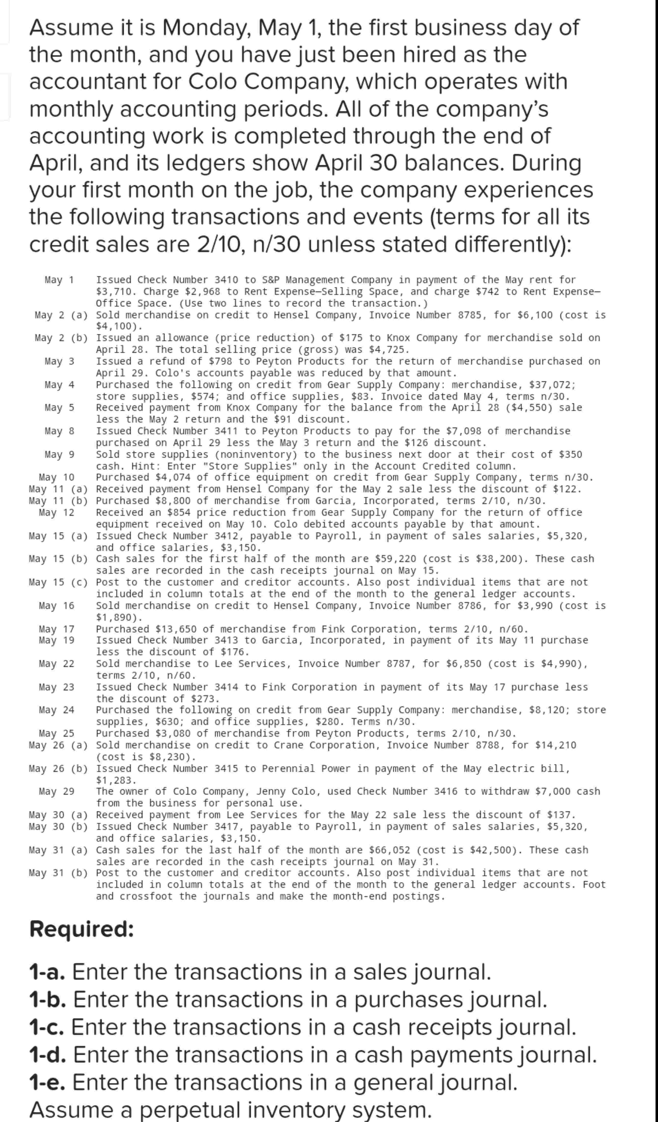 Create the following IN FULL using the