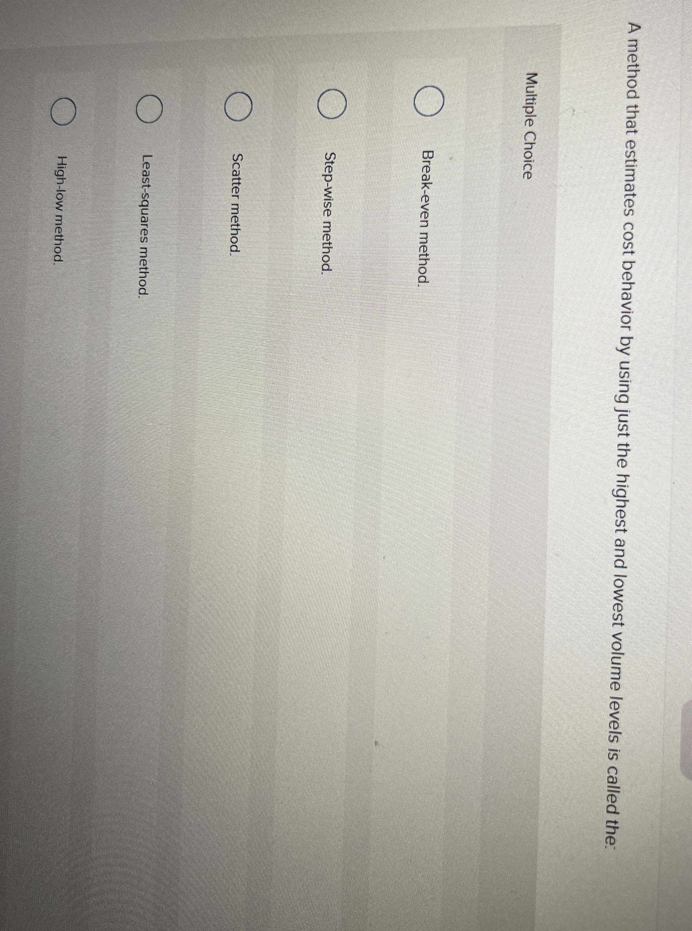 A method that estimates cost behavior by using