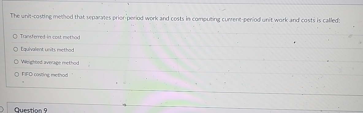 thee unit costin The unit - costing method that