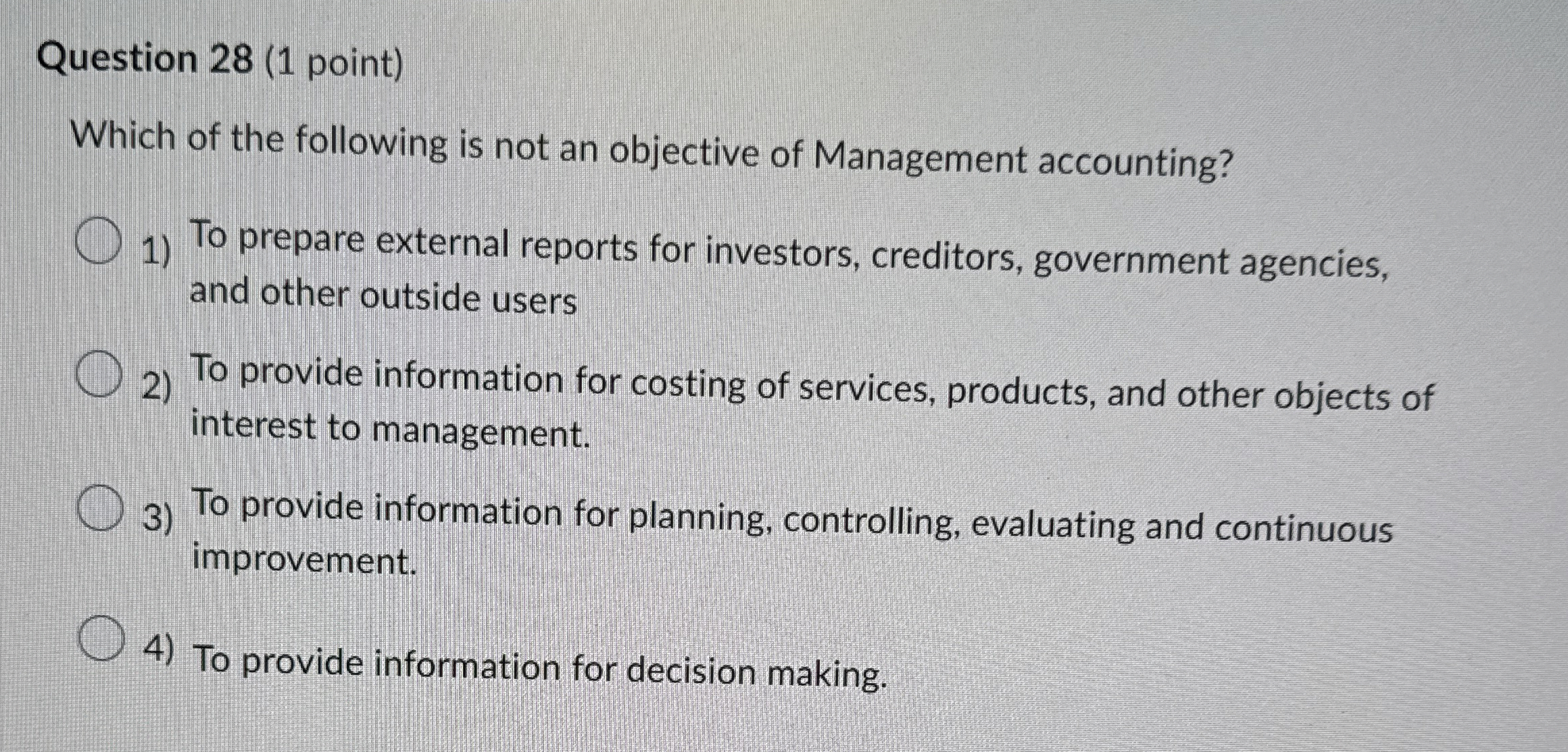 Question 2 8 ( 1 point ) Which of the following