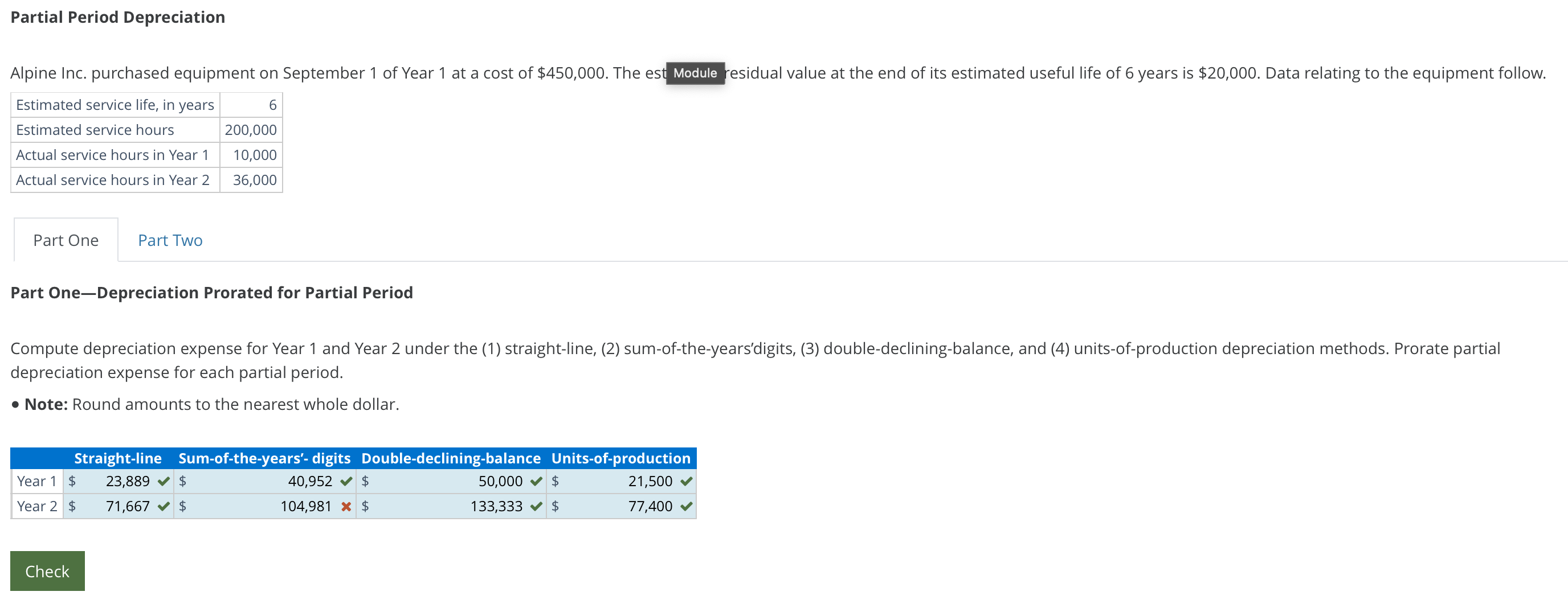 Partial Period Depreciation Alpine Inc. purchased