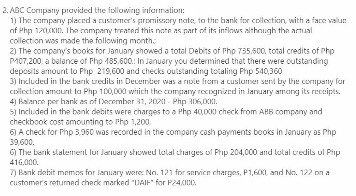 1) What is the Deposits in Transit, December 312)