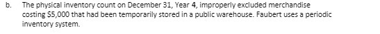 b. The physical inventory count on December 31,