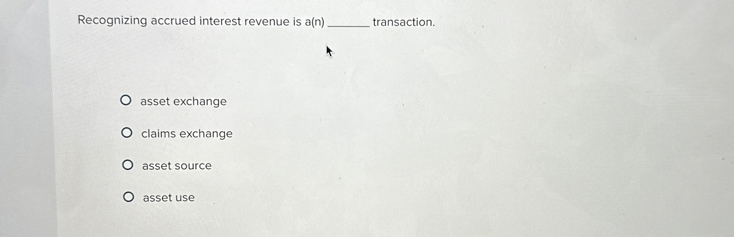 Recognizing accrued interest revenue is a ( n