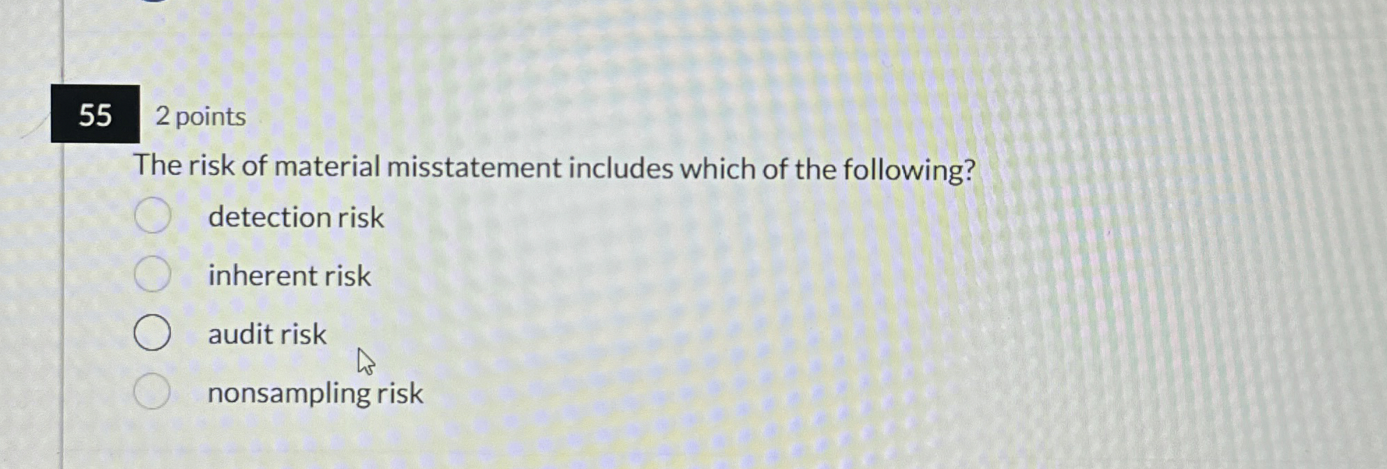 5 5 2 points The risk of material misstatement
