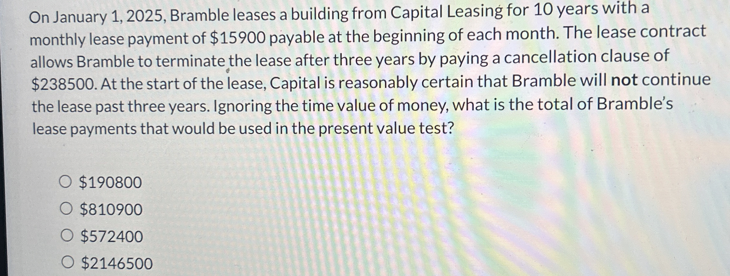 On January 1 , 2 0 2 5 , Bramble leases a