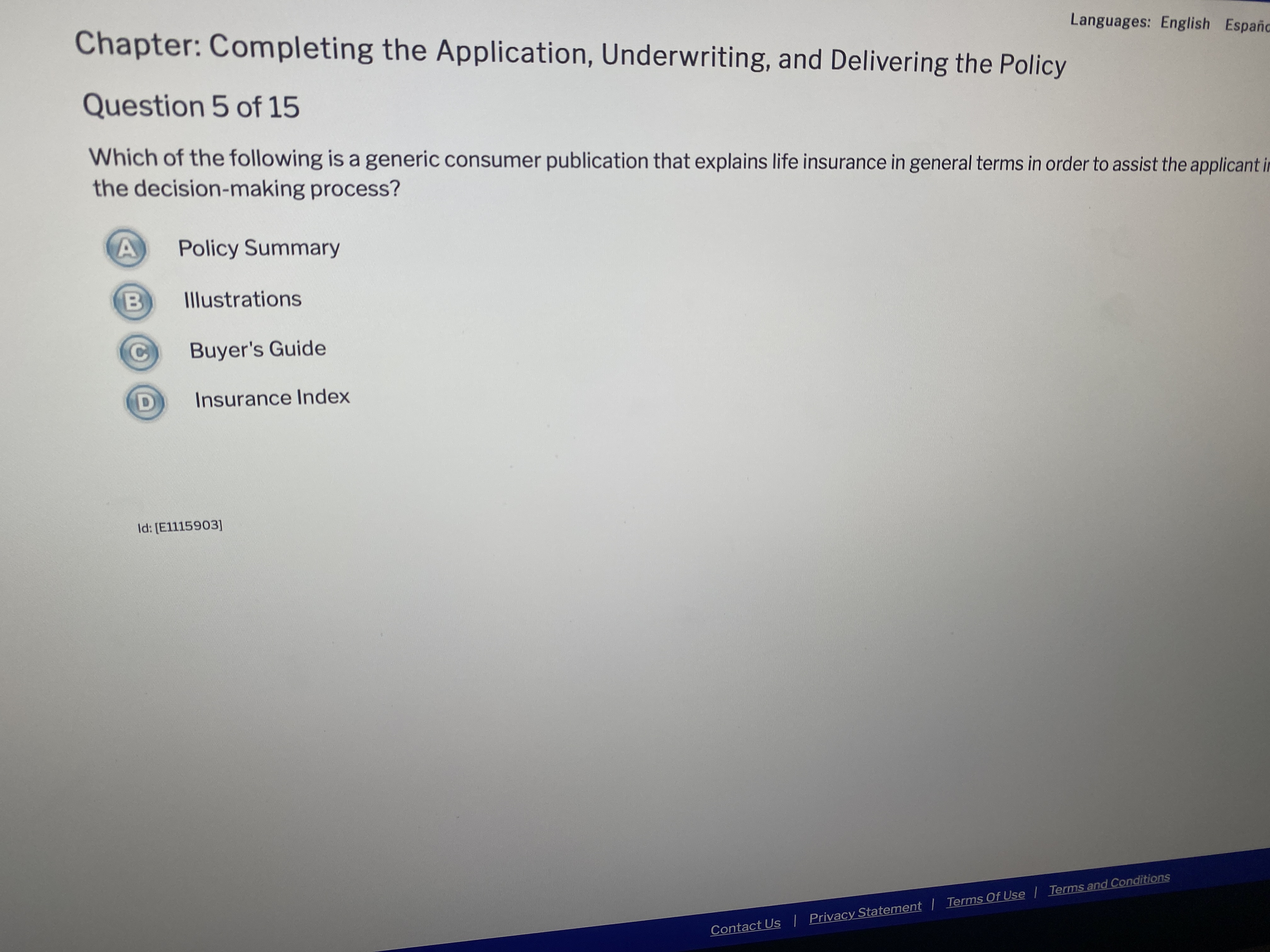 Languages: English Espan Chapter: Completing the