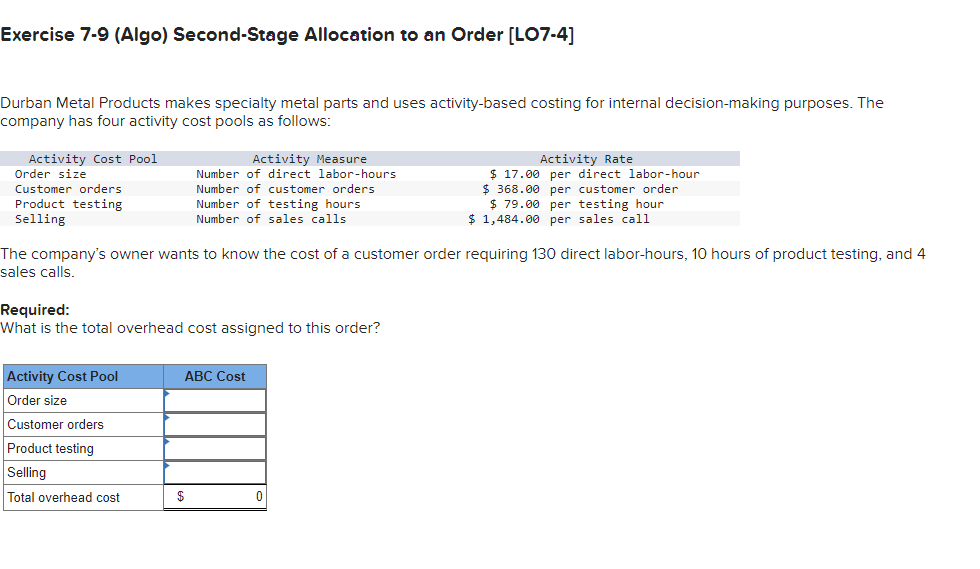 Exercise 7 - 9 ( Algo ) Second - Stage Allocation
