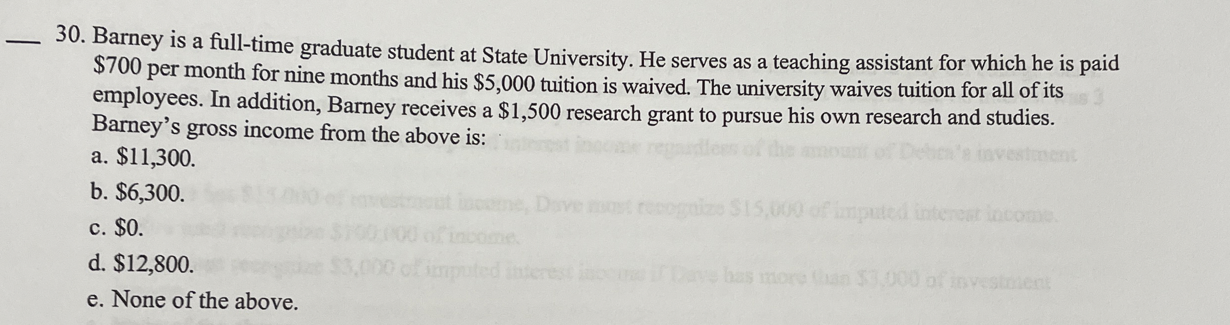 q , 3 0 . Barney is a full - time graduate