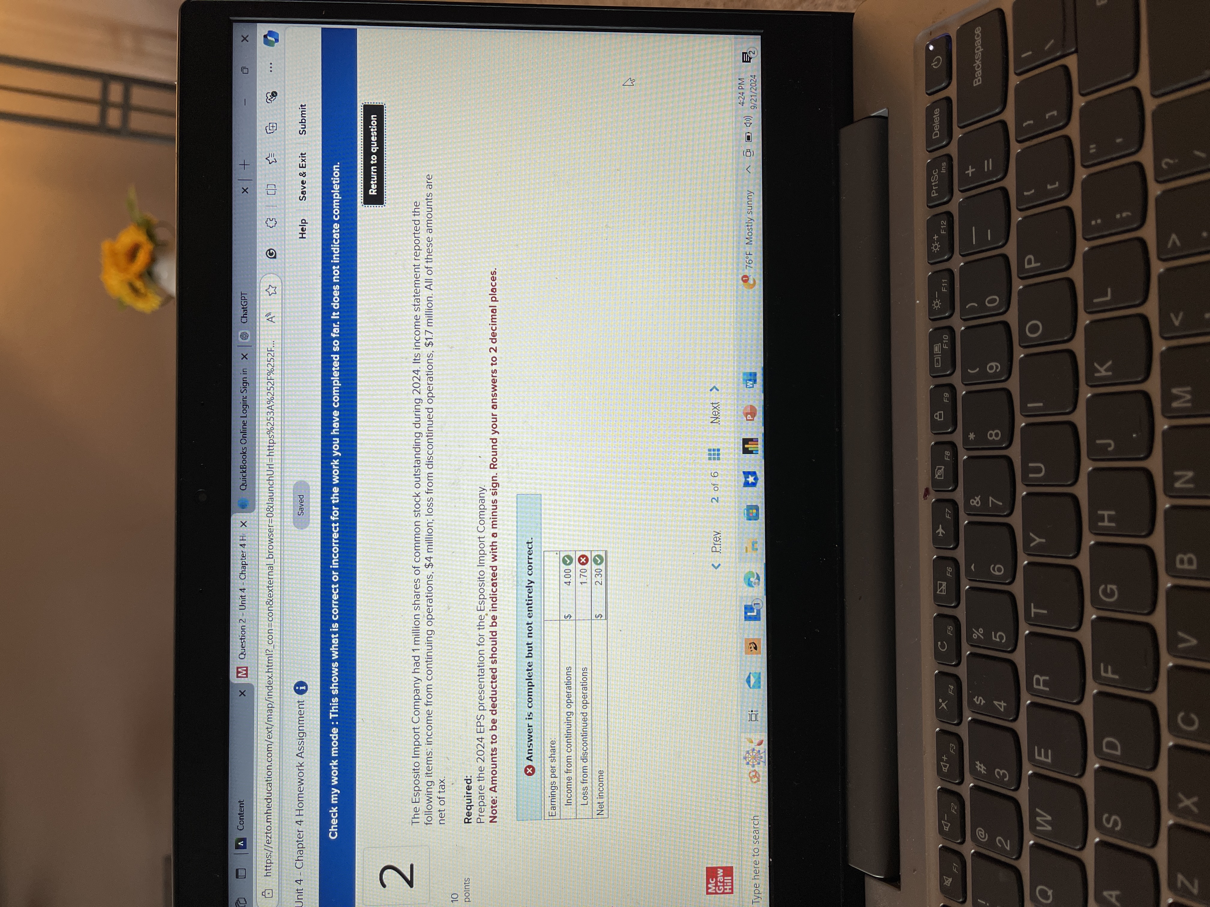 A Content x M Question 2 - Unit 4 - Chapter 4 H X