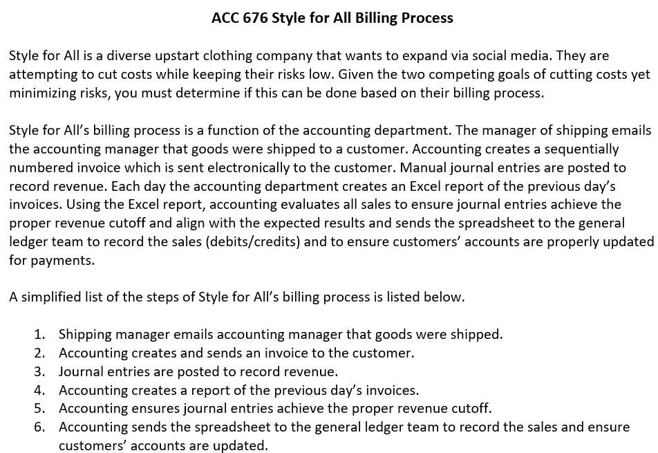 ACC 676 Module Two Case Study Guidelines and