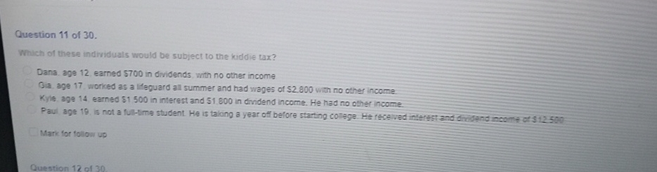 Question 1 1 of 3 0 . Which of there individuals