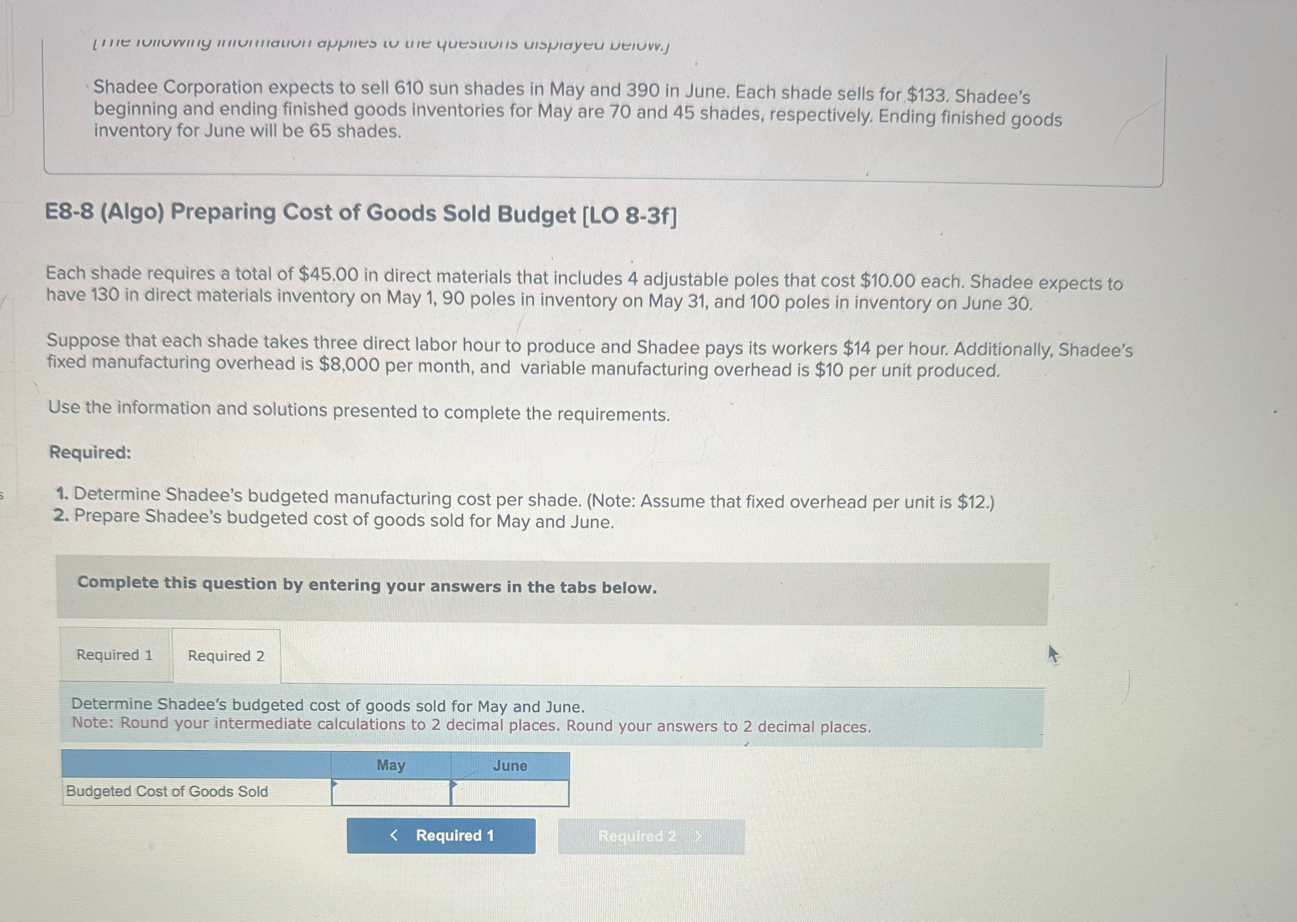 Shadee Corporation expects to sell 6 1 0 sun