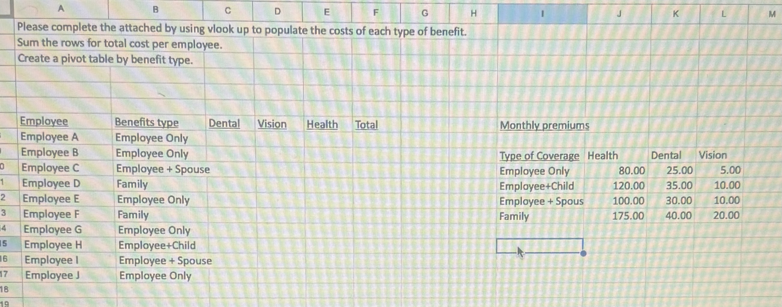 Please complete the attached by using vlook up to