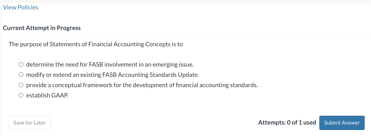 give me an example View Policies Current Attempt