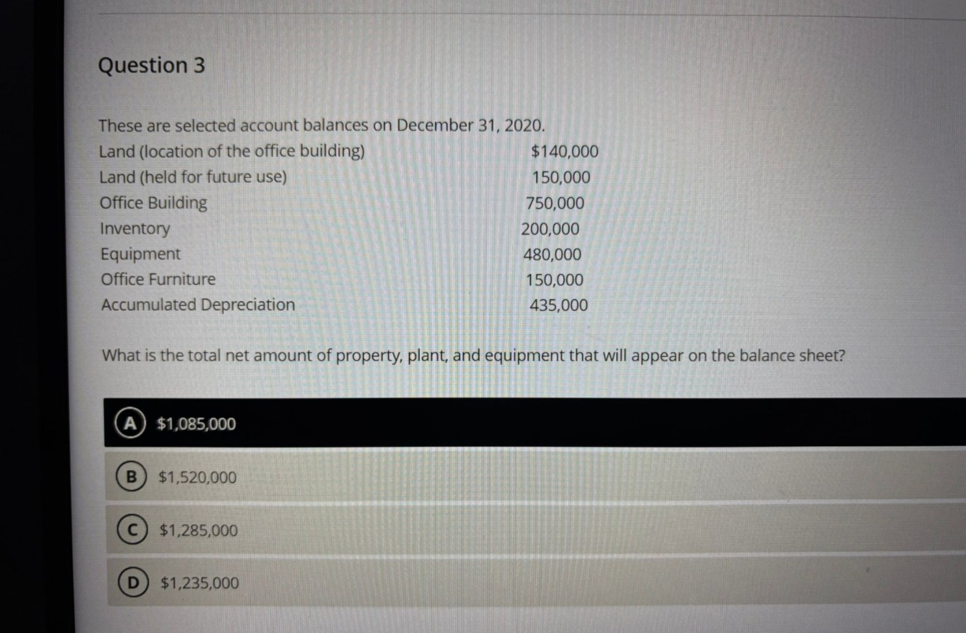 Question 3 These are selected account balances o