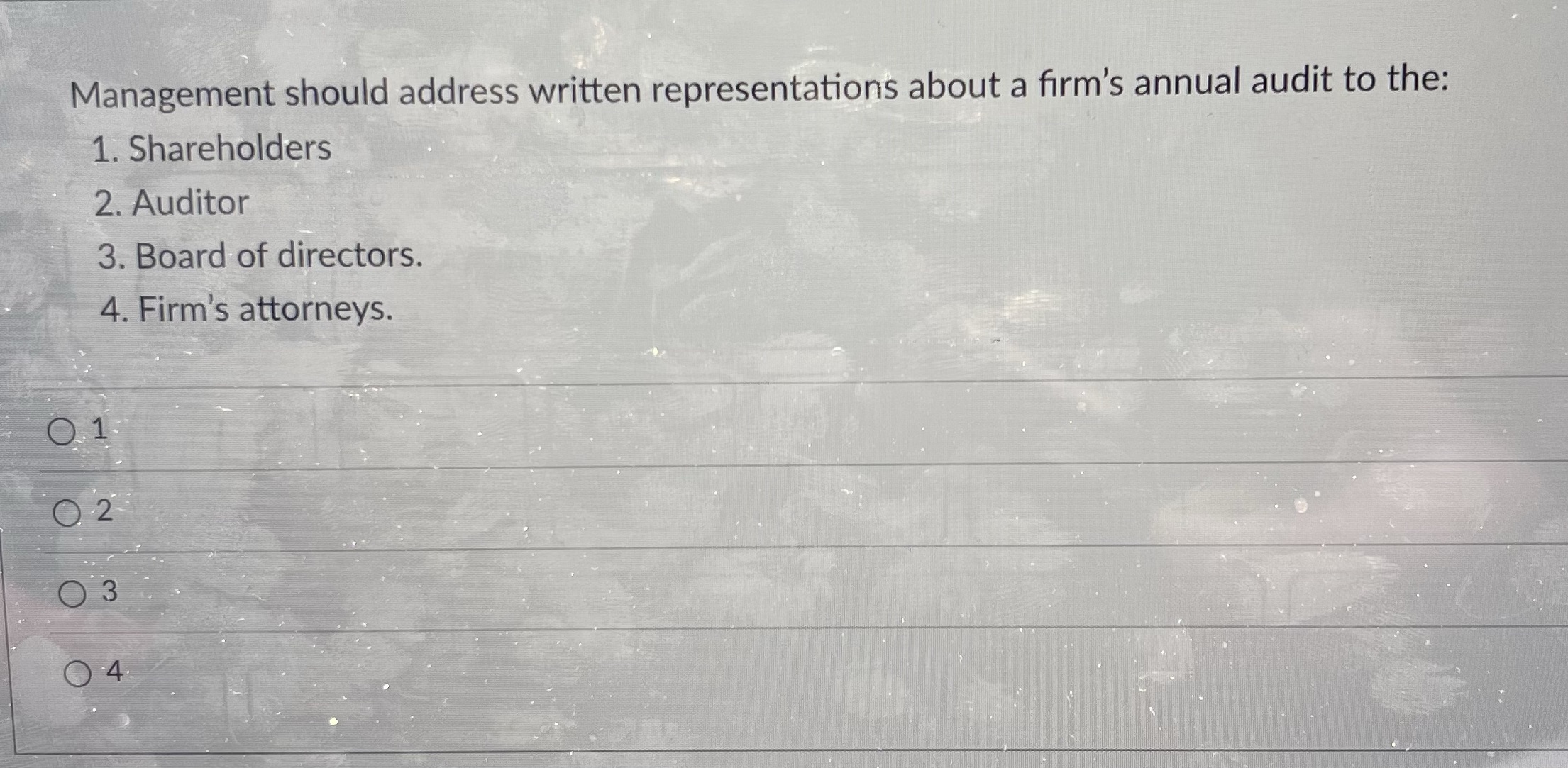 Please answer Management should address written