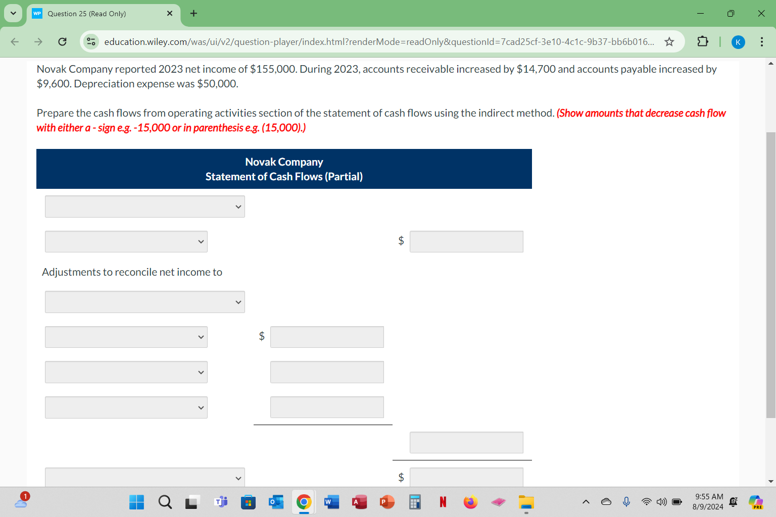 WP Question 25 (Read Only) X X C 20