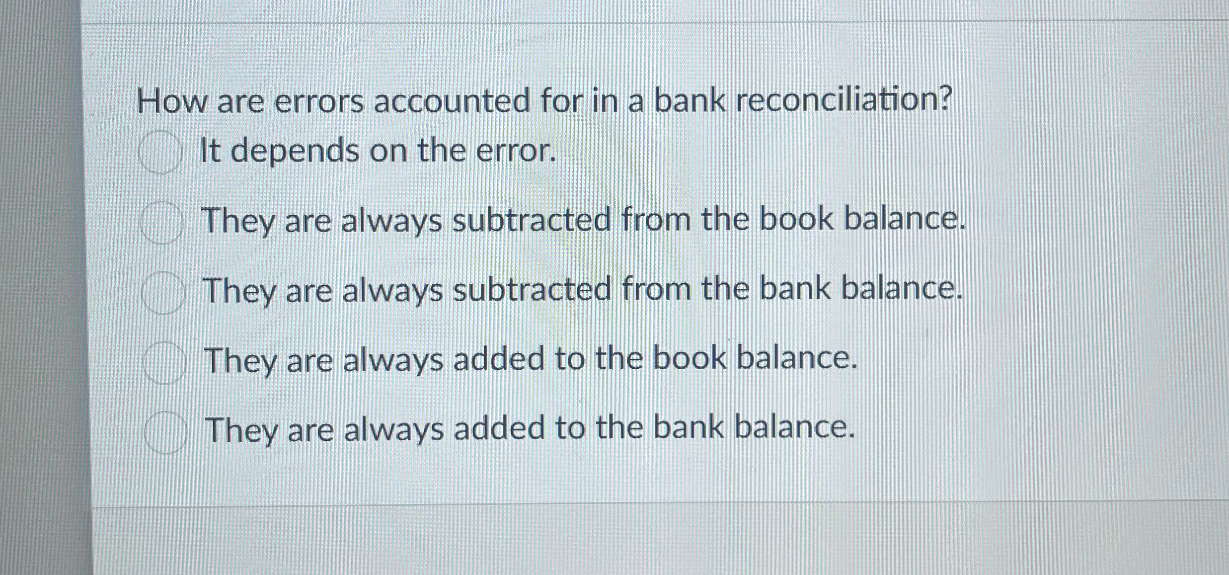 How are errors accounted for in a bank