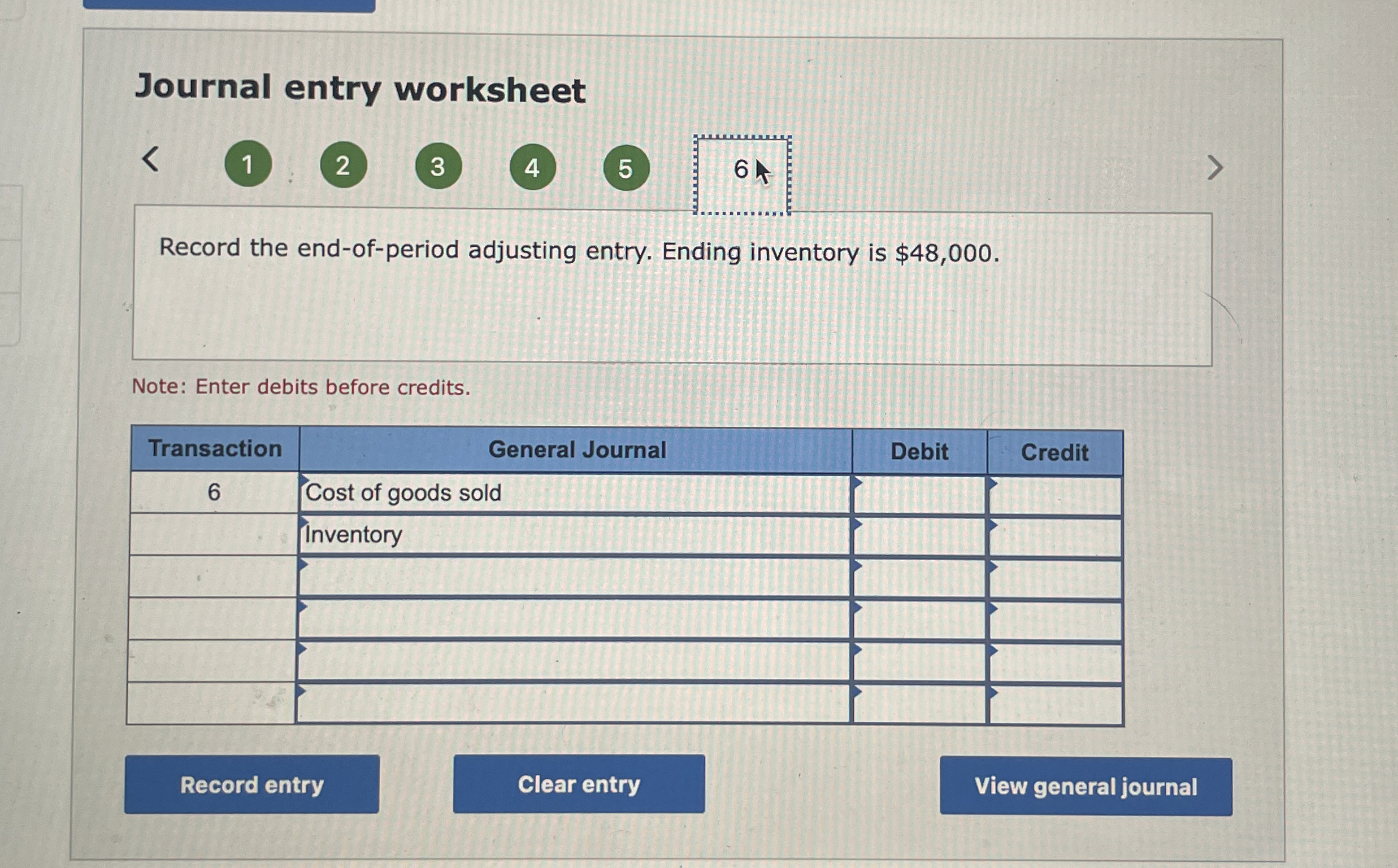 Journal entry worksheet 1 2 3 4 5 6 t Record the