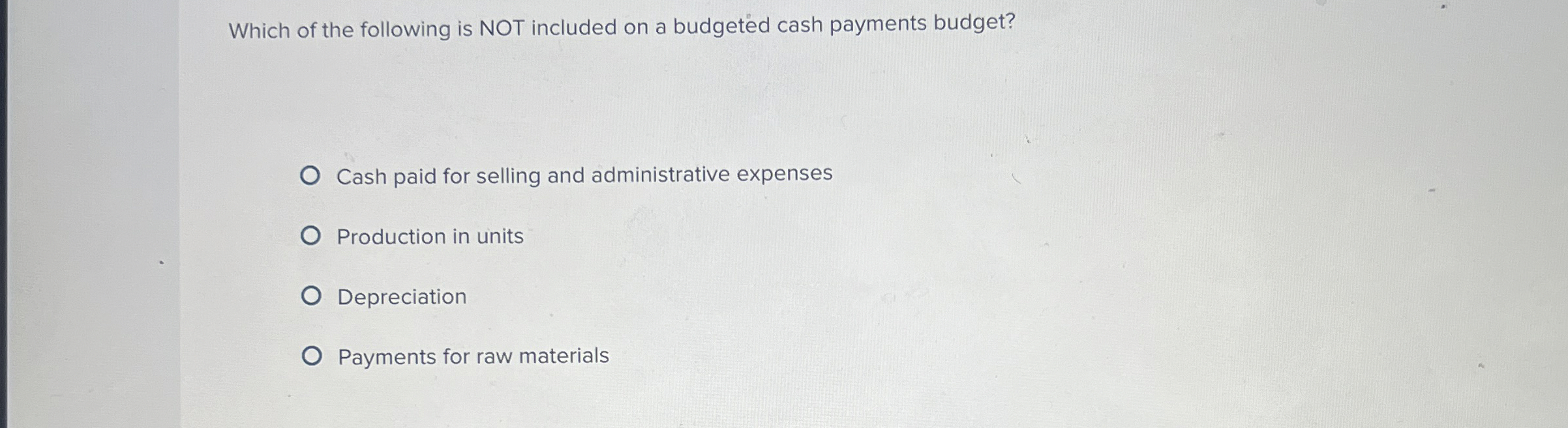 Which of the following is NOT included on a