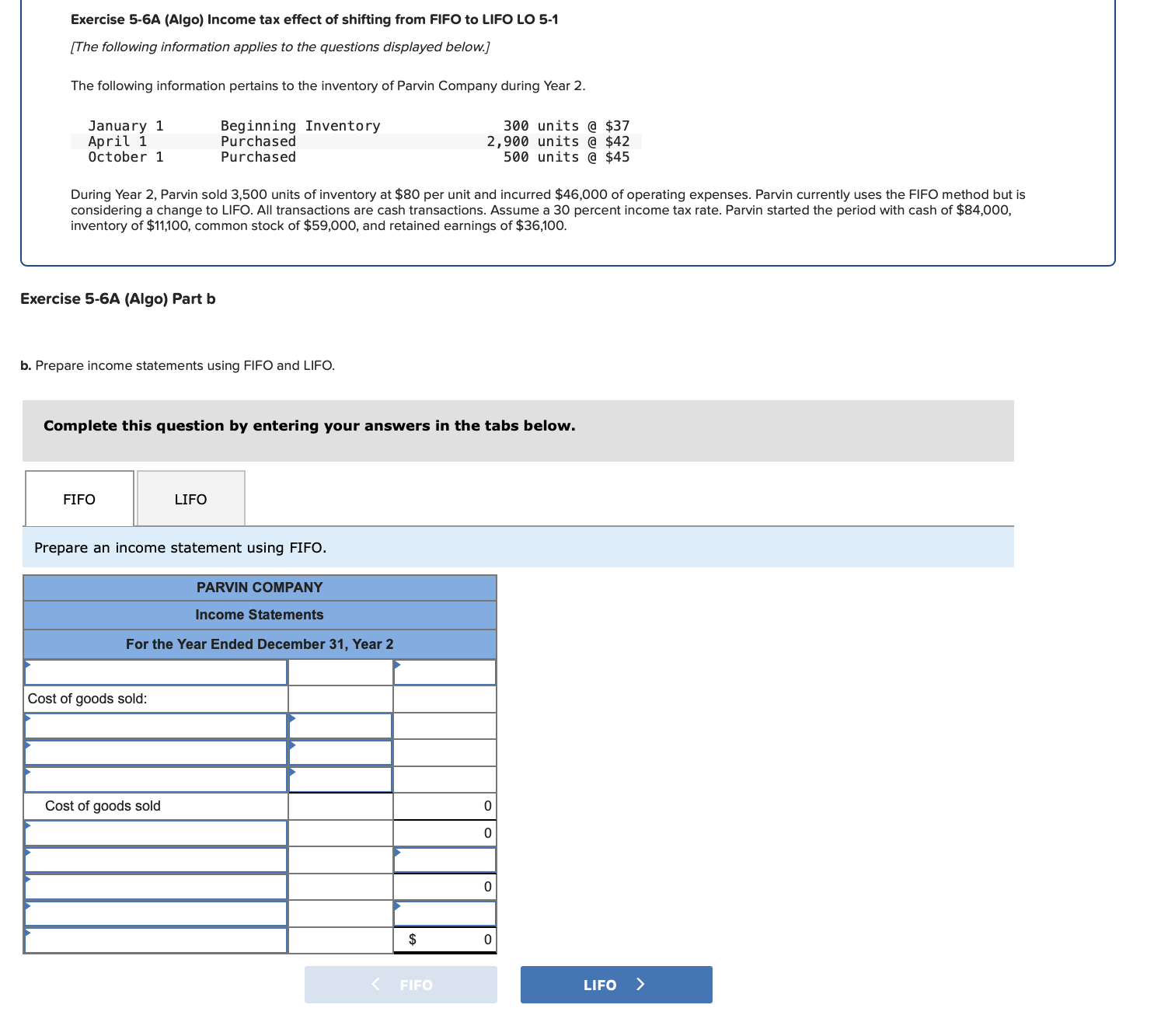 Exercise 5 - 6 A ( Algo ) Income tax effect of