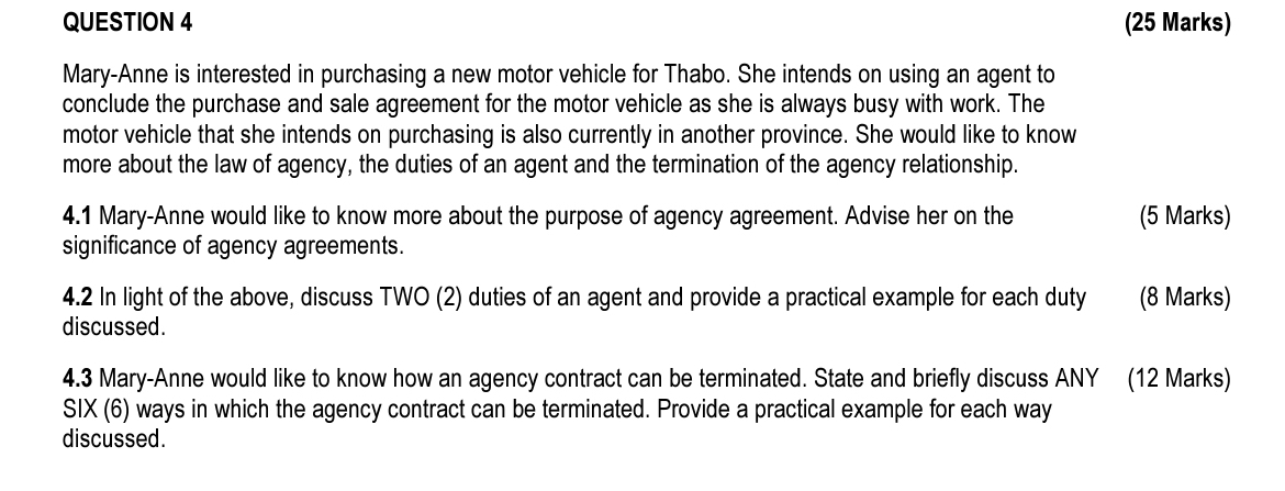 QUESTION 4 ( 2 5 Marks ) Mary - Anne is