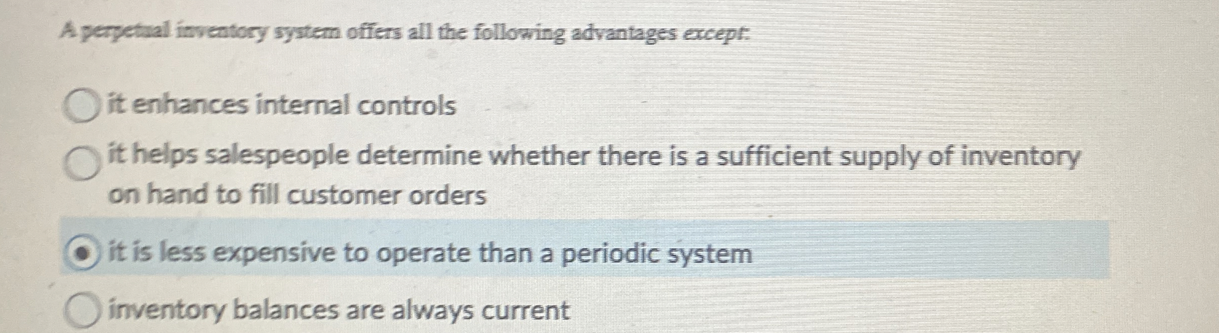A perpetal inveatory syutem offers all the