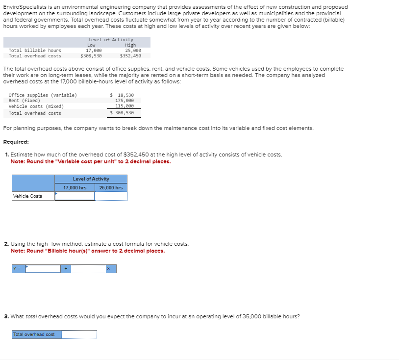 please see the attached image for the question EnviroSpecialists is an environmental