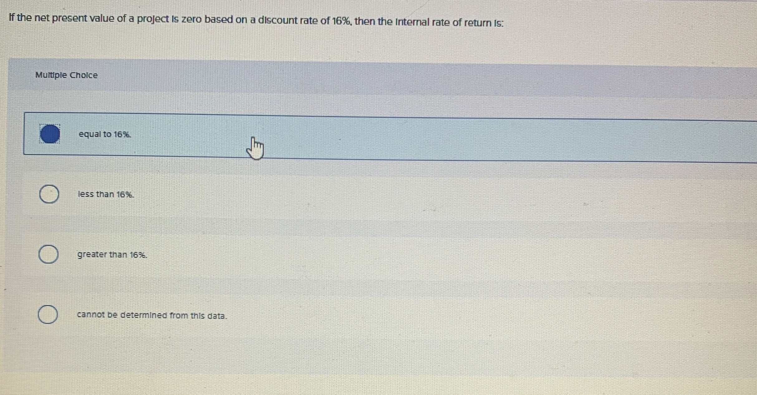 If the net present value of a project is zero