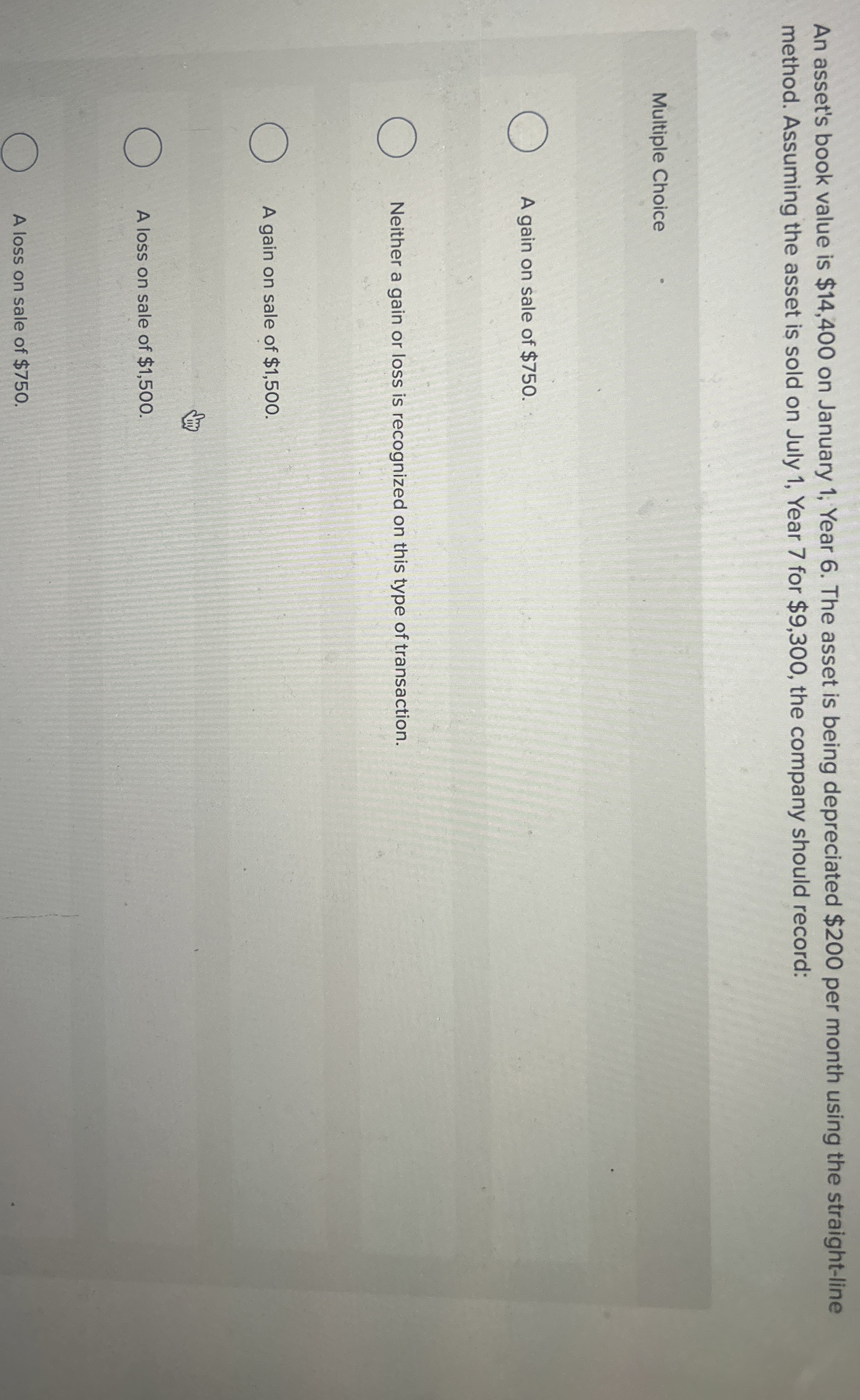 An asset's book value is $ 1 4 , 4 0 0 on January