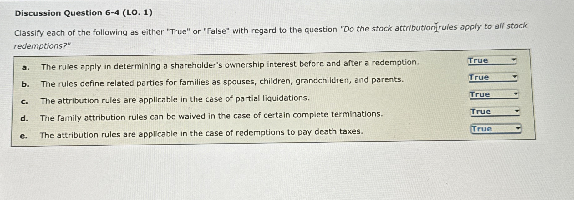 Discussion Question 6 - 4 ( LO . 1 ) Classify