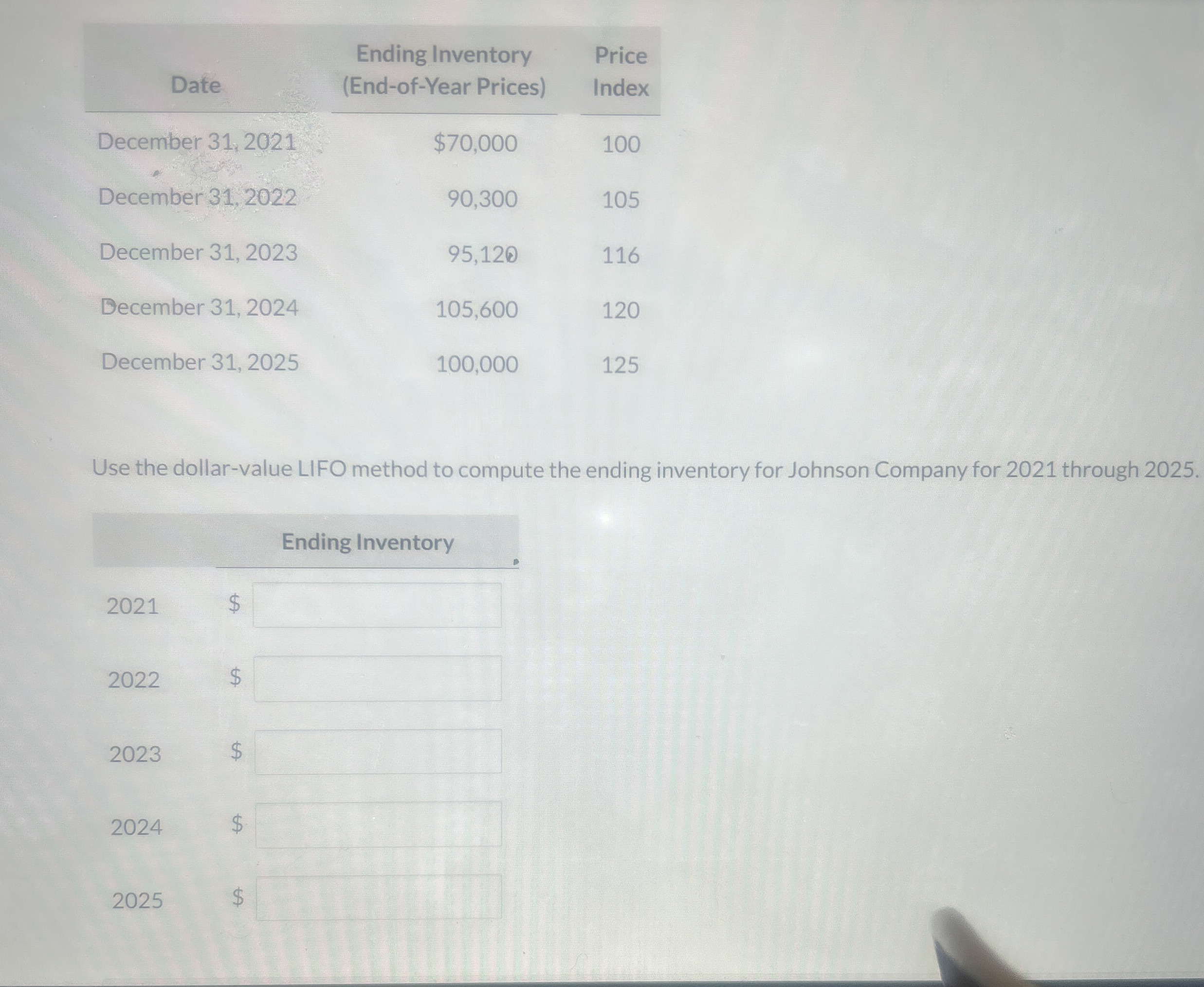 \ table [ [ Date , \ table [ [ Ending Inventory ]