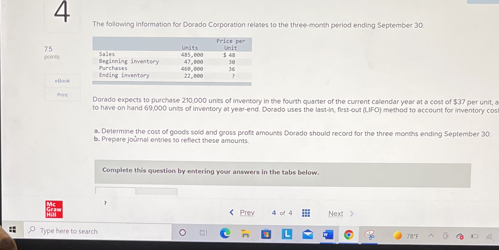 What is the gross profit amounts dorado should