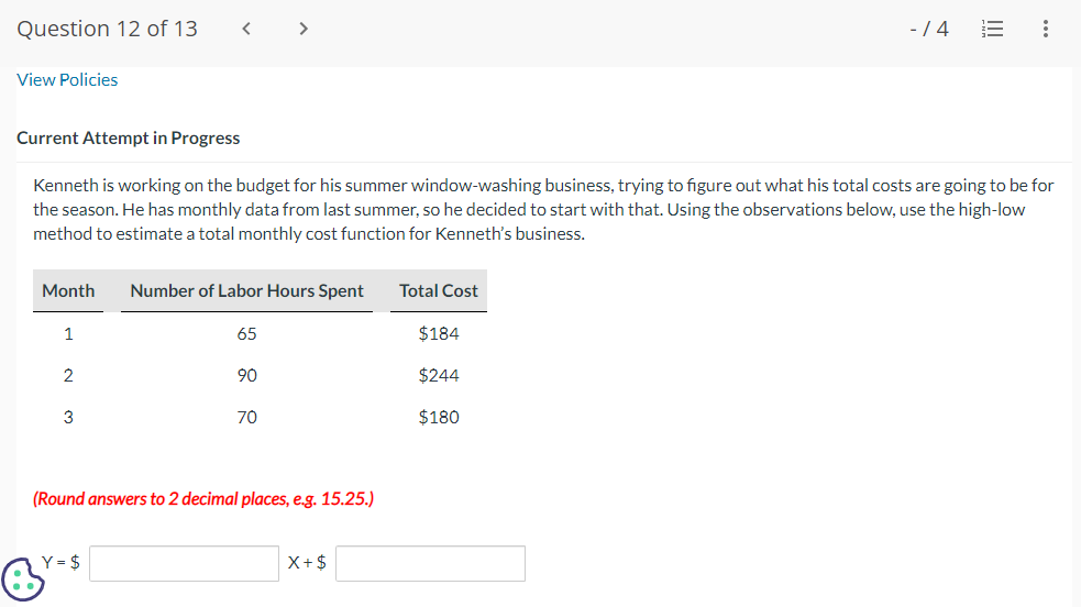 Question 12 of 13 <  style=