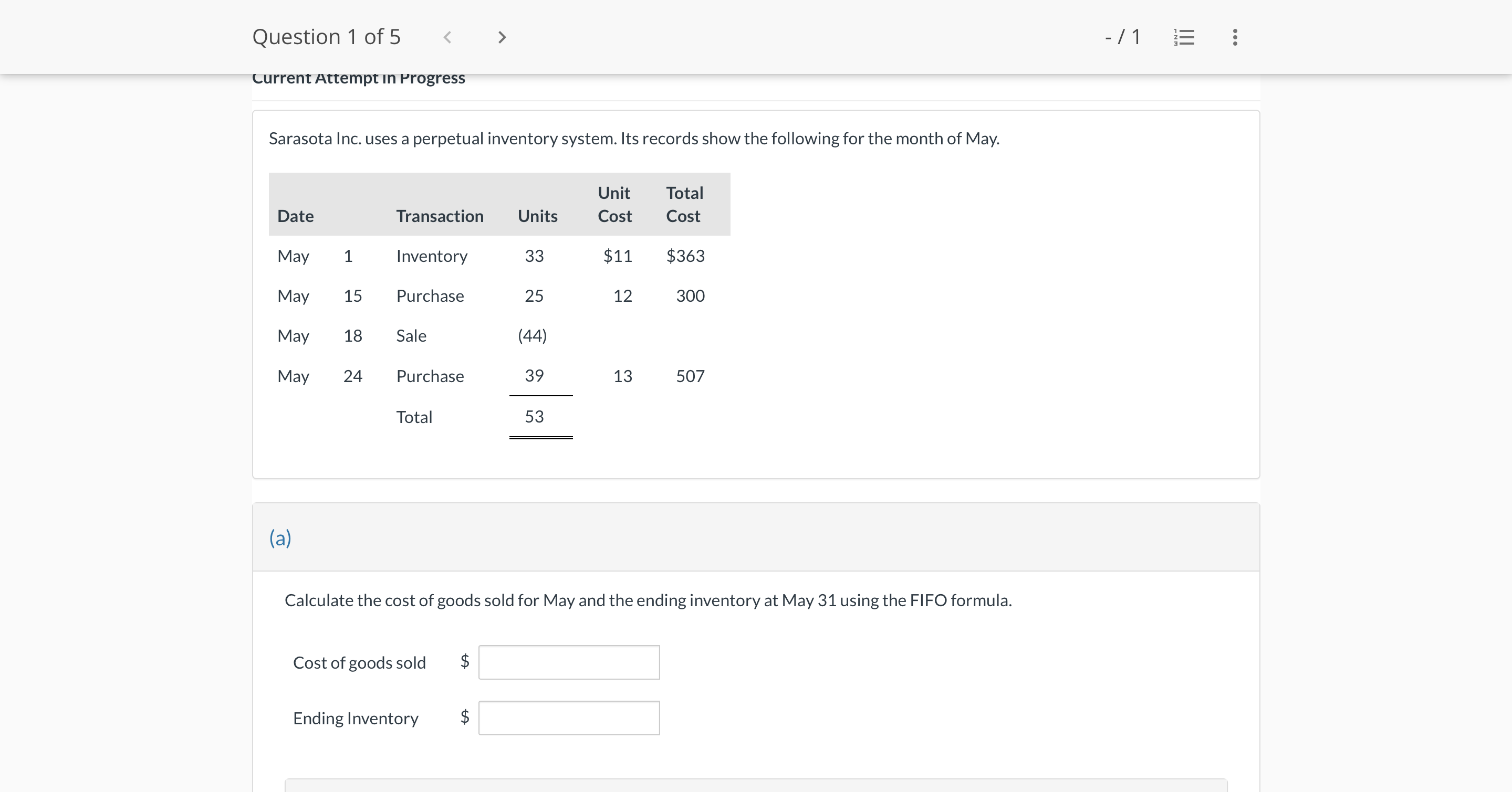 Current Attempt in Progress Sarasota Inc. uses a