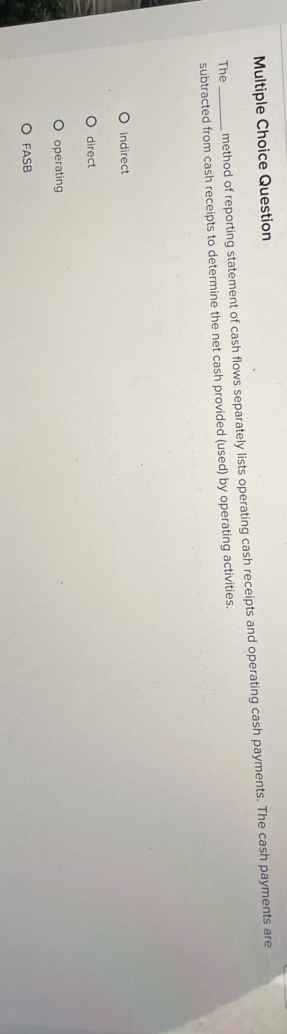 Multiple Choice Question The q , method of