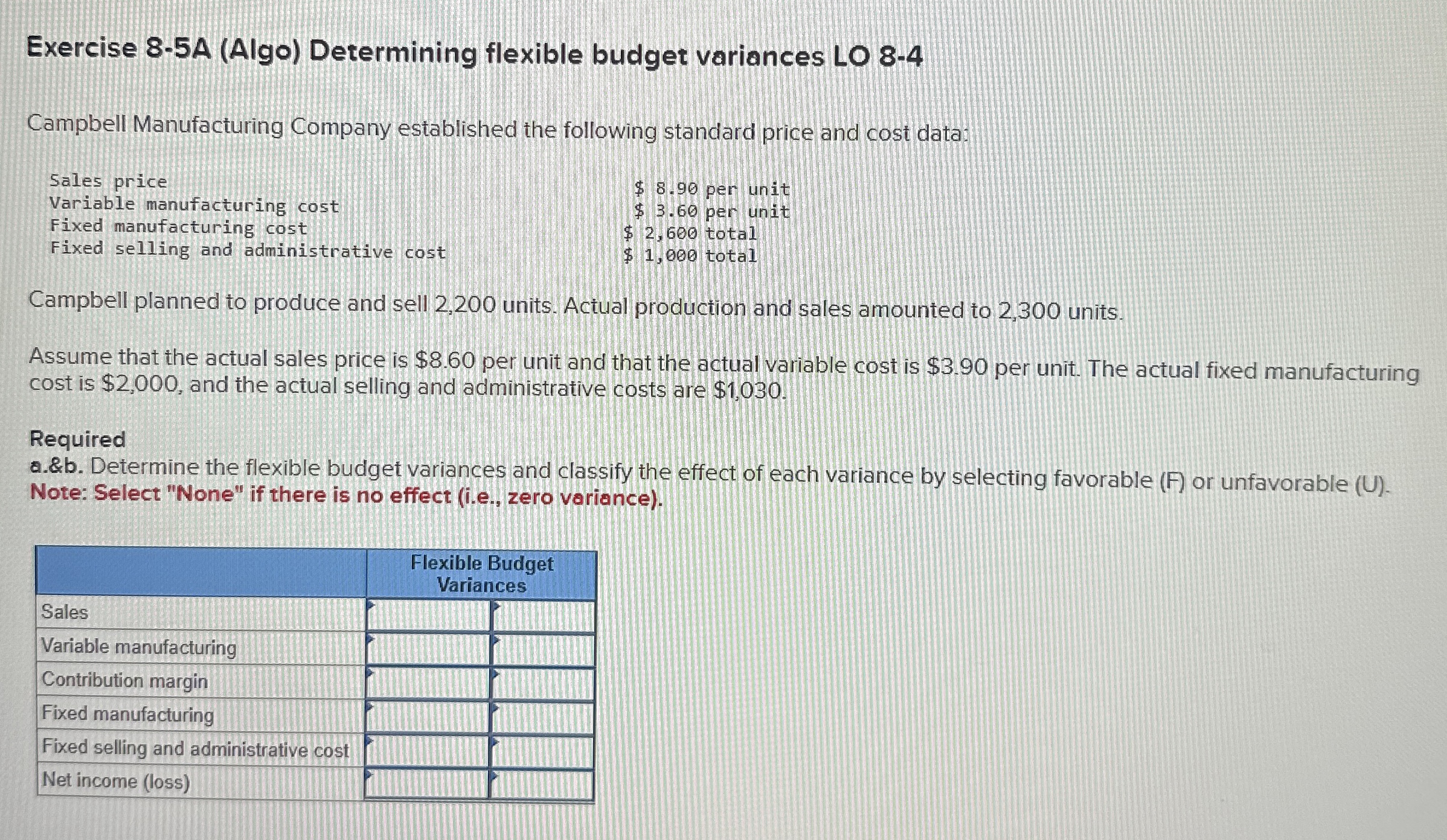Exercise 8 - 5 A ( Algo ) Determining flexible