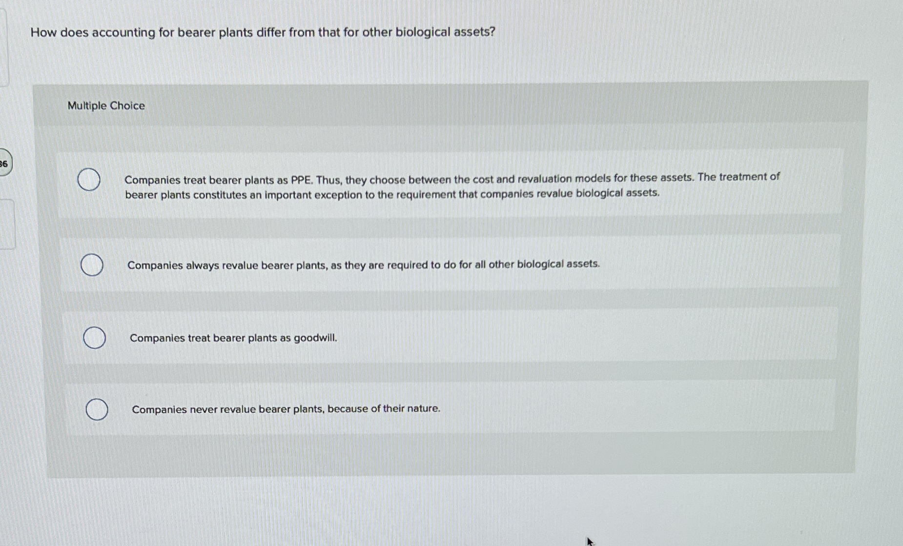 How does accounting for bearer plants differ from
