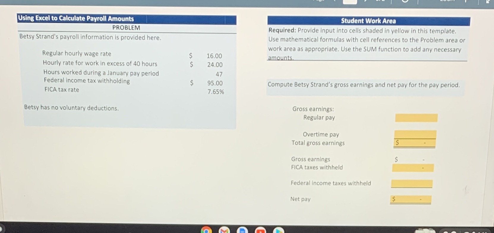Using Excel to Calculate Payroll Amounts Student