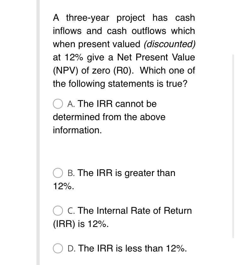 Please help with following MCQ question one