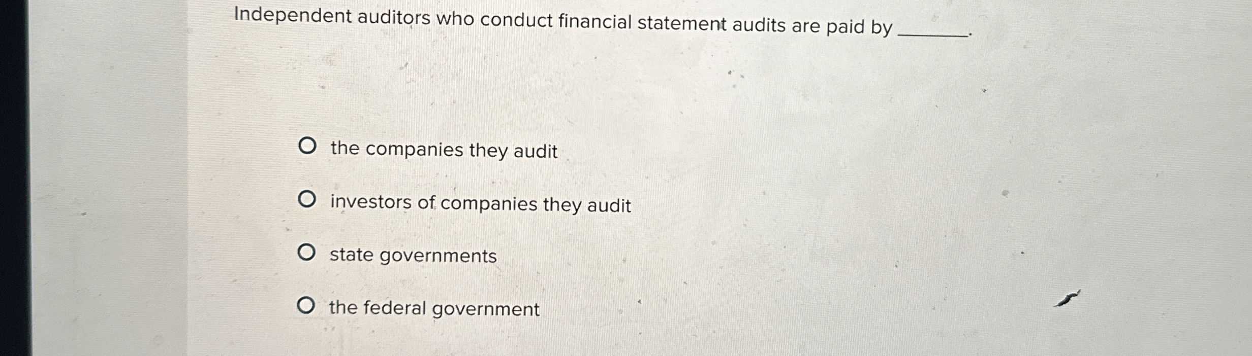 Independent auditors who conduct financial