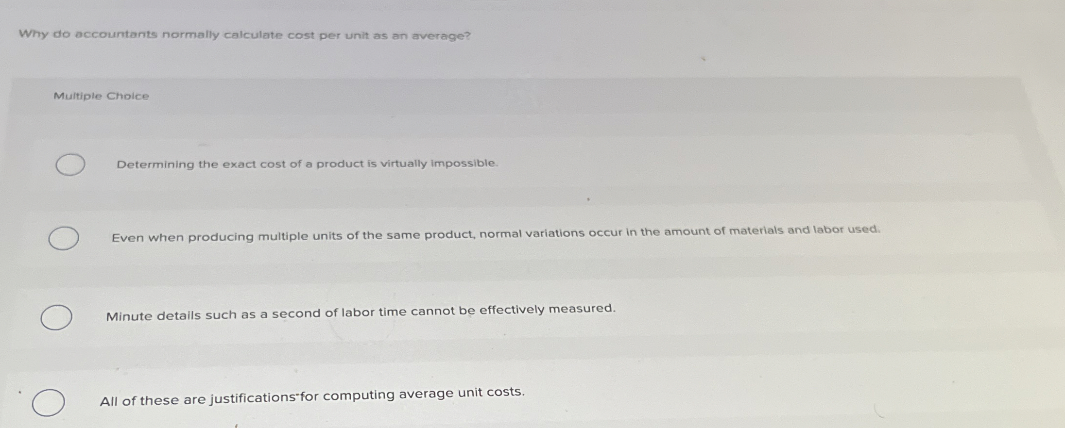 Why do accountants normally calculate cost per