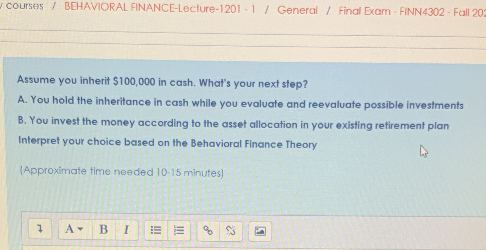 Solve this courses / BEHAVIORAL