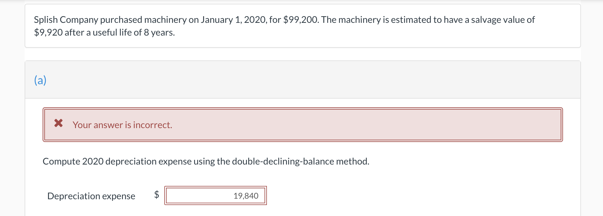 Splish Company purchased machinery on January 1,
