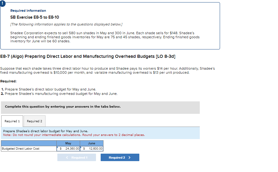 E 8 - 7 ( Algo ) Preparing Direct Labor and