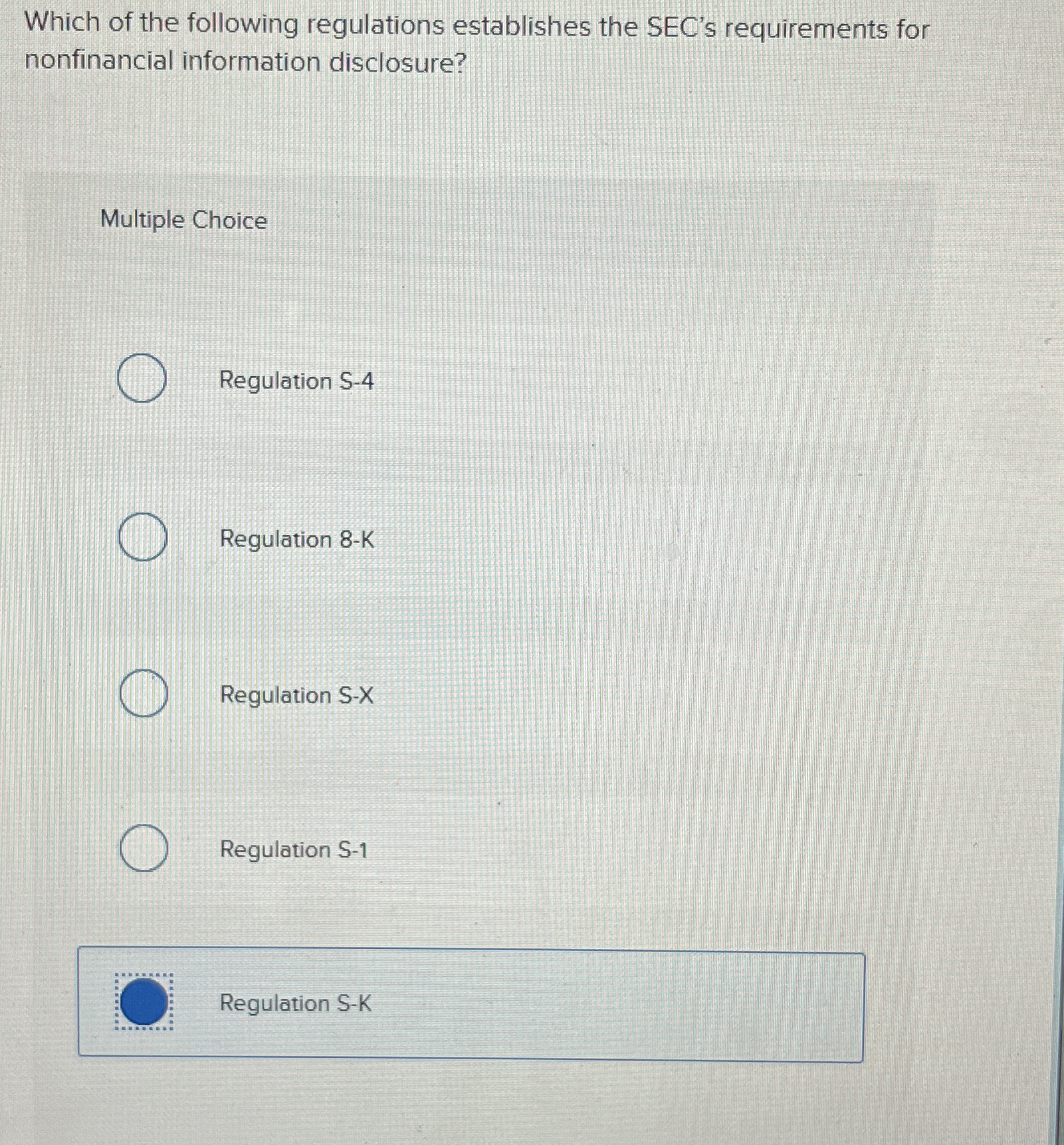 Which of the following regulations establishes