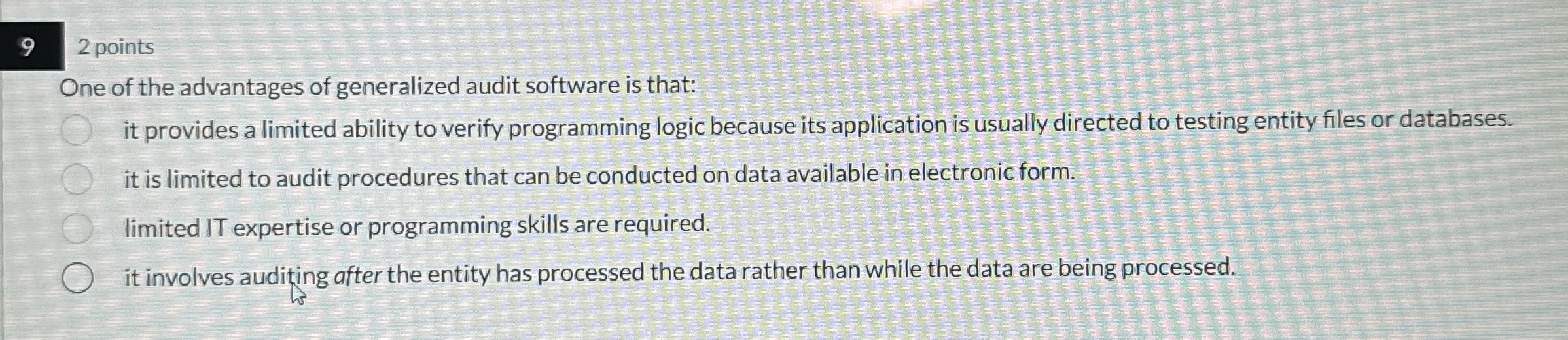 9 2 points One of the advantages of generalized